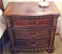 Mahogany Wood Finish 3 drawer Bedroom Nightstand