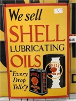 Enamel Sign We Sell Shell 300x450 Reproduction