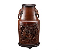 Bamboo carving characters story cylinder in Qing D