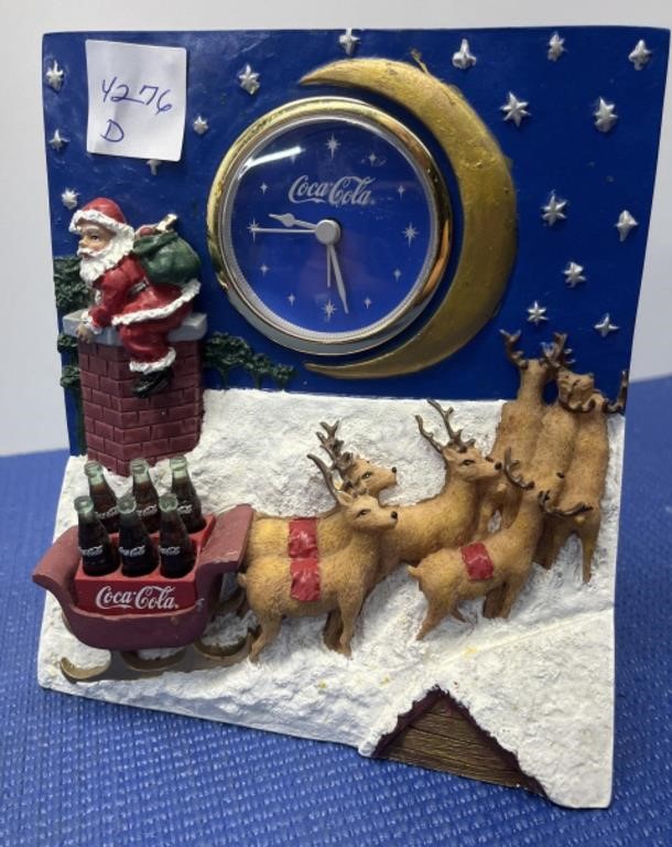 Coca Cola Christmas Clock , Battery Operated