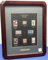 US Postage Stamps of Texas Framed