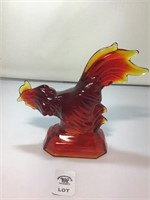 L E SMITH VINTAGE AMBERINA GLASS FIGHTING COCK