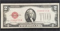 1928 Red Seal $2 United States Bank Note Nice