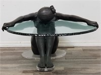 Vintage cast bronze figural side table