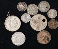 Group of 10 Coins - 1915 Franc, 1921 Florin, Venez