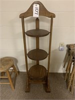 Vintage 3 tier wood round folding table/pie stand