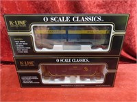 (2)New K-Line O scale classics train cars.