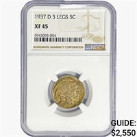 1937-D Buffalo Nickel NGC XF45 3 Legs