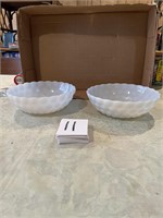 2 VTG milk glass serving bowls