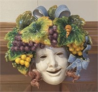 Italian Terra Cotta Grapevine Face Plaque