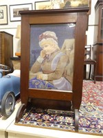 19TH CENTURY PORTRAIT PAINTING IN FIRE SCREEN