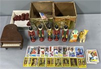 Wood Figures & Cards Lot Collection