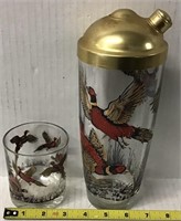 DECORATIVE PHEASANT SHAKER AND BAR GLASS