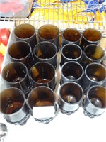 16 Yellow - Brown Glass Goblets / Glasses
