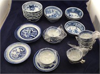 Large Lot of Old Blue & White Dishes