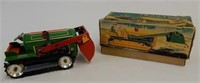 EARLY TIN FRICTION BELT DRIVEN TRACTOR TOY / BOX