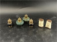 3 Pairs of antique salt and pepper shakers, at lea