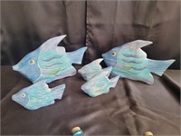 Wood carved fish.11" & 6"