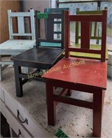 5 Painted Childs Chairs With Wall Mounts, Painted