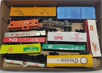 Tray of Model Train Cars & Parts