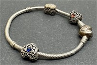 (D) Pandora Charm Bracelet with Sterling Silver