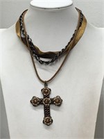 SIGNED CROSS PENDANT NECKLACE