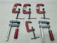 lot of c clamps and 2 other clamps