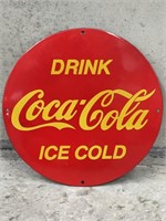 Drink COCA-COLA Ice Cold Enamel Sign - Diameter