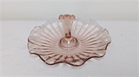 VINTAGE PINK DEPRESSION GLASS CANDY NUT DISH WITH