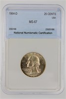 1964-D Washington 25c NNC MS-67 Price Guide $425