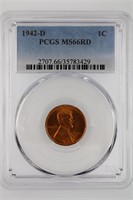 1942-D Lincoln Cent PCGS MS-66 Red