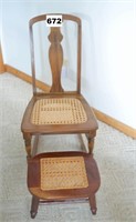 Vintage Rocker w/Foot Stool - Both with Wicker