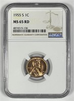 1955-S Lincoln Wheat Cent NGC MS65 RD