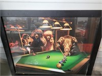 Dogs playing pool picture