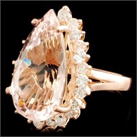 11.27ct Morganite & 1.18ctw Diam Ring in 14K Gold