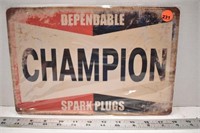 Decorative tin sign (12" x 8") - Champion