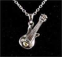 Sterling Silver Bass Pendant w/Diamond Necklace