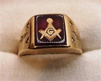 Vintage 10K Gold Masonic / Shriners Mason Ring