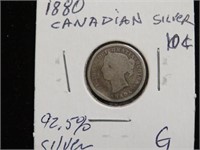 1880 CANADA DIME 92.5% SILVER
