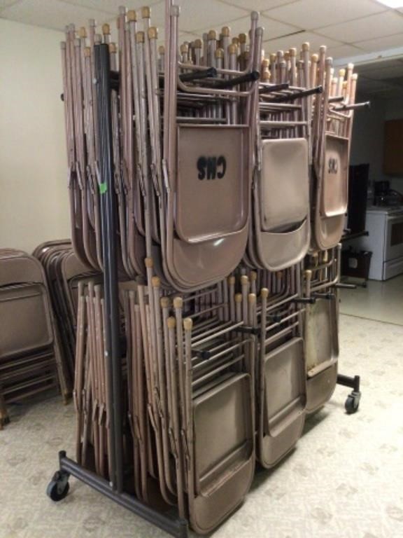 folding chair rack and chairs