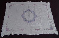 Vintage Linen Hand Embroidered Tablecloth 58" x