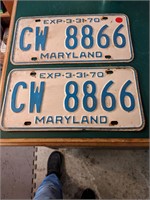 Pr. of 1970 Maryland License Plates