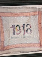1918 Dated Hand Embroidered "Souvenir de France"
