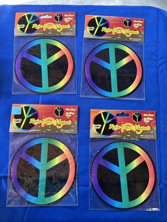 4 Retro Peace Magnets new