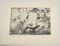 VINTAGE SIGNED ETCHING ABSTRACT ARTIST PROOF