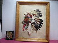 VTG Cool Native American Indian Chief Needlepoint