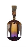 14K GOLD AMETRINE PENDANT WITH STERLING