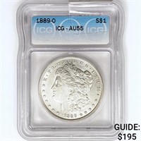 1889-O Morgan Silver Dollar ICG AU55