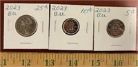 Canadian Coin Set-2023 .5c,10c,25c-B.U