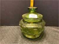 Anchor Hocking Rainflower Green Glass Jar